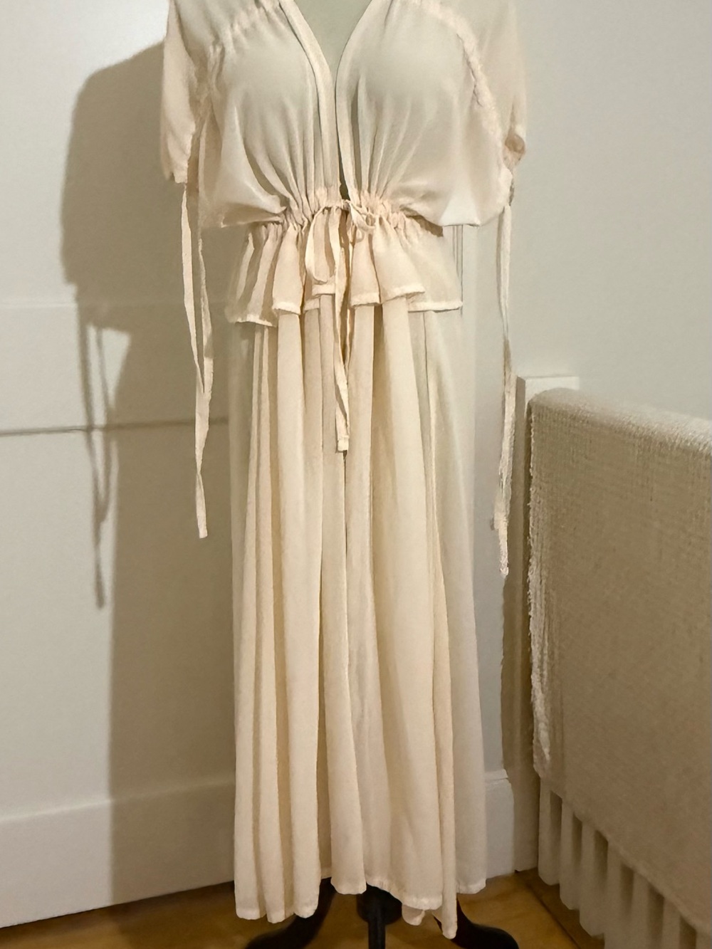 Time and Tru Cream Drawstring Maxi Dress
